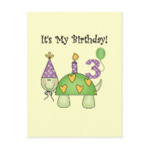 Turtle 3rd Birthday Tshirts and Gifts Post Card