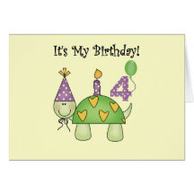 Turtle 4th Birthday Tshirts and Gifts Greeting Card