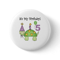 Turtle 5th Birthday buttons