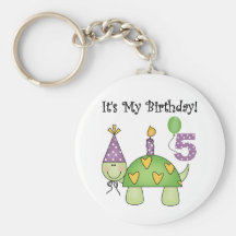 Turtle 5th Birthday Tshirts and Gifts Key Chain