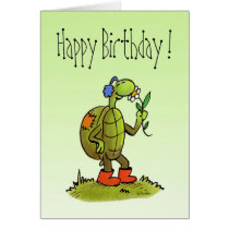 turtle and flower birthday card cards