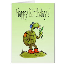 turtle and flower birthday card