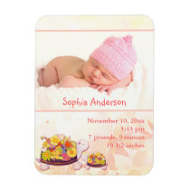 Turtle Baby Girl Photo Birth Announcement Magnets premium magnets