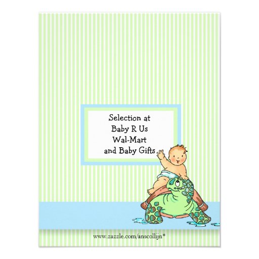 Turtle Baby Shower Blue Boy Invitation
