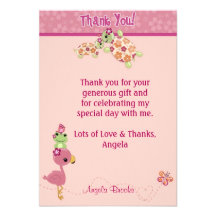 TURTLE Baby Shower Thank You 3.5"x5" (FLAT style) Personalized Announcements
