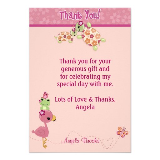 TURTLE Baby Shower Thank You 3.5"x5" (FLAT style) Personalized Announcement...