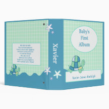 TURTLE Baby's First Photo Album Scrapbook BLUE 3 Ring Binders