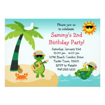 Turtle Beach Birthday Party Invitation