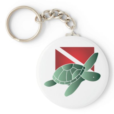 Turtle Dive Flag Keychain by FishpieTshirts
