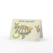 Turtle Easter Bunny with Eggs Invitation Card by graphicdoodles Turtle Easter Bunny with Eggs Invitation Card