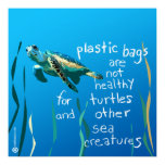 Turtle Eco Poster (Plastic bags are not healthy) posters
