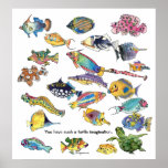 Turtle Imagination Cartoon Fish Art posters