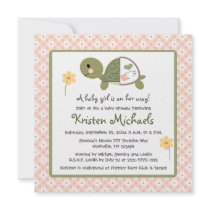 Turtle in Diaper Baby Shower Invitations For Girls