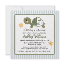 Turtle in Diapers Baby Shower Invitations Blue