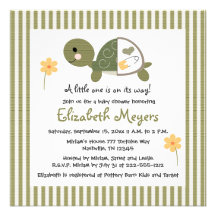 Turtle In Diapers Baby Shower Invitations Green