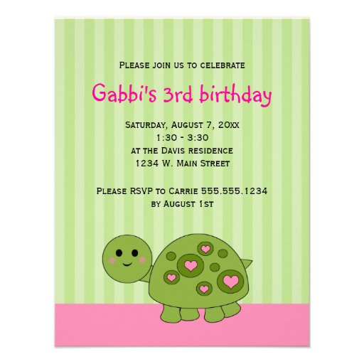 Turtle Kids Birthday Invitation