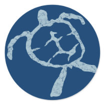 turtle-light blue round sticker