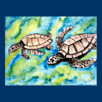 turtle love pair of sea turtles art poster print