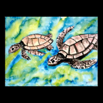 turtle love pair of sea turtles art poster print