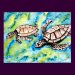 turtle love pair of sea turtles art poster print