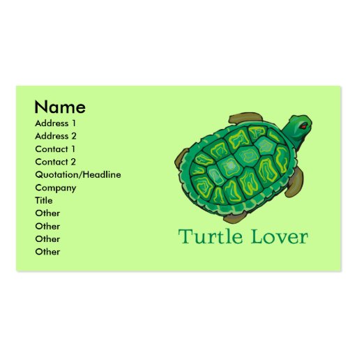 Turtle Lover Business Cards (front side)
