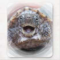 Turtle mouth open round frame Mad Musk turtle Mouse Pads