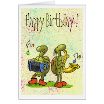 turtle music birthday card cards