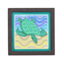 Turtle on Beach 2x2 Gift Box Premium Keepsake Box