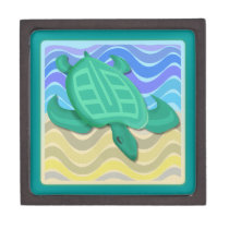 Turtle on Beach 3x3 Gift Box Premium Jewelry Boxes