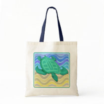 Turtle On Beach Canvas Bags