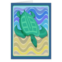 Turtle On Beach Cards