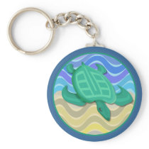 Turtle On Beach Keychain