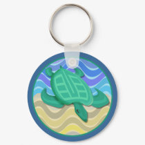 Turtle On Beach Keychain