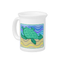 Turtle On Beach Pitcher