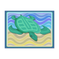 Turtle On Beach Postcard
