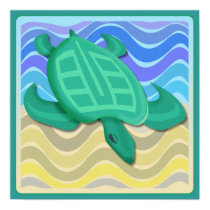 Turtle On Beach Posters & Prints