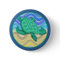 Turtle On Beach Round Buttons