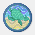 Turtle On Beach Round Magnets