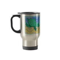 Turtle On Beach Travel Mugs