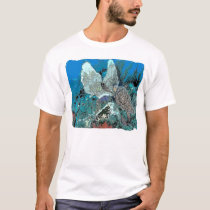 Turtle on blue coral t-shirts by ceberhardt Turtle on blue coral t-shirts