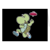 turtle playing frisbee greeting cards