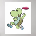 turtle playing frisbee poster