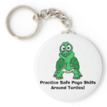 Turtle, Practice Safe Pogo Skills Around Turtles! Keychain