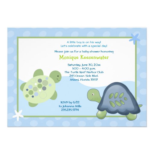 Turtle Reef Baby Shower Invitation - Light Blue