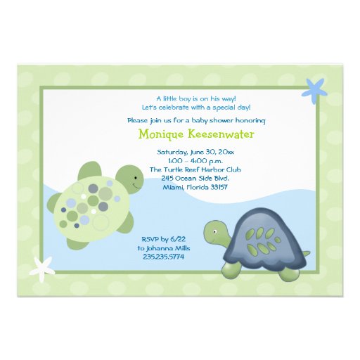 Turtle Reef Baby Shower Invitation - Light Green