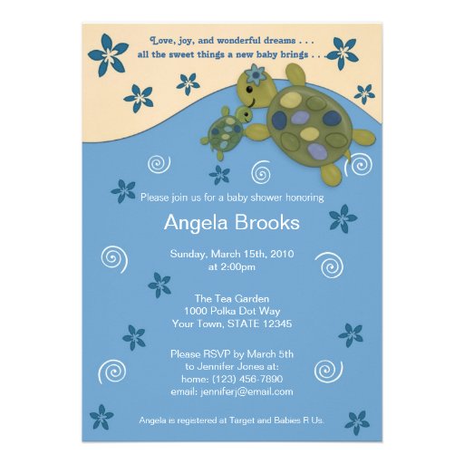 Turtle Reef Baby Shower Invitation TRC Blue Green