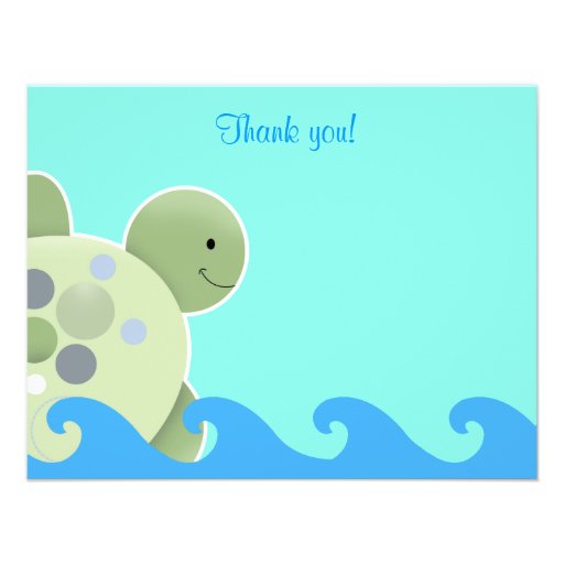 Turtle Reef Seaturtle Flat thank you note Personalized Announcements (front side)