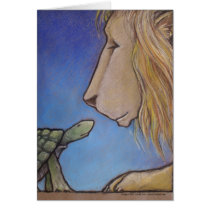 turtle regards lion cards