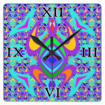 Turtle Symmetry Pattern Square Wall Clock
