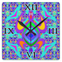 Turtle Symmetry Pattern Square Wall Clock